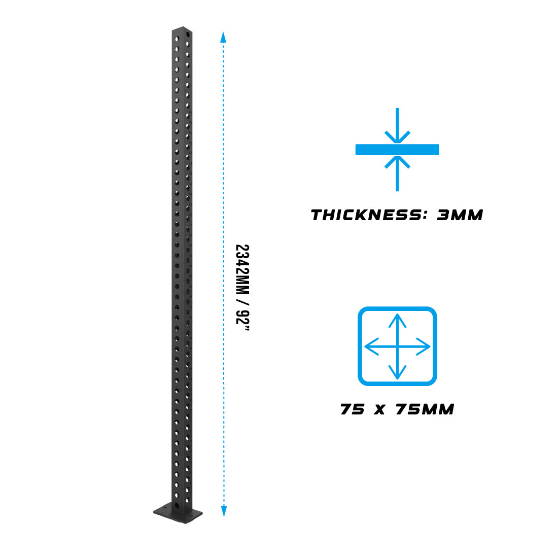 RX3 Black 92" Upright dimensions