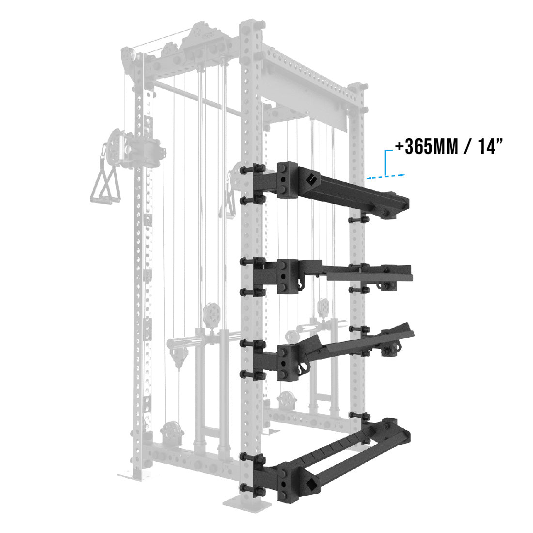 Shelf and Plate Sleeve Extension (Set) with shelves add +14" to back of rack