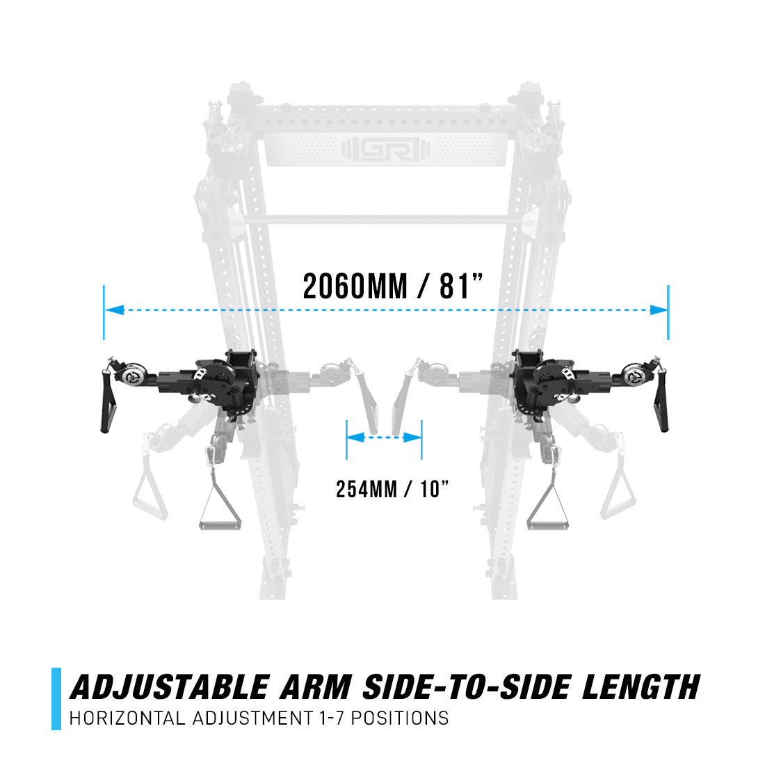 adjustable arm side-to-side length