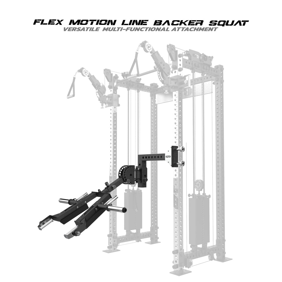 versatile multi-functional attachment - flex motion line backer squat