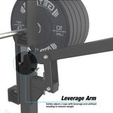 Use the Leverage Arm jack system to safely adjust height without needing to remove weights