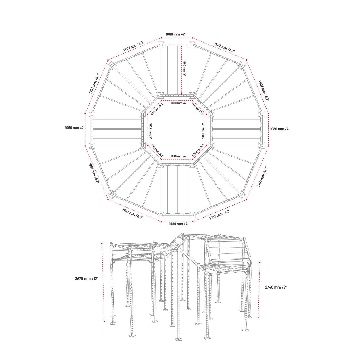 Circular rigs - advance  Dimension