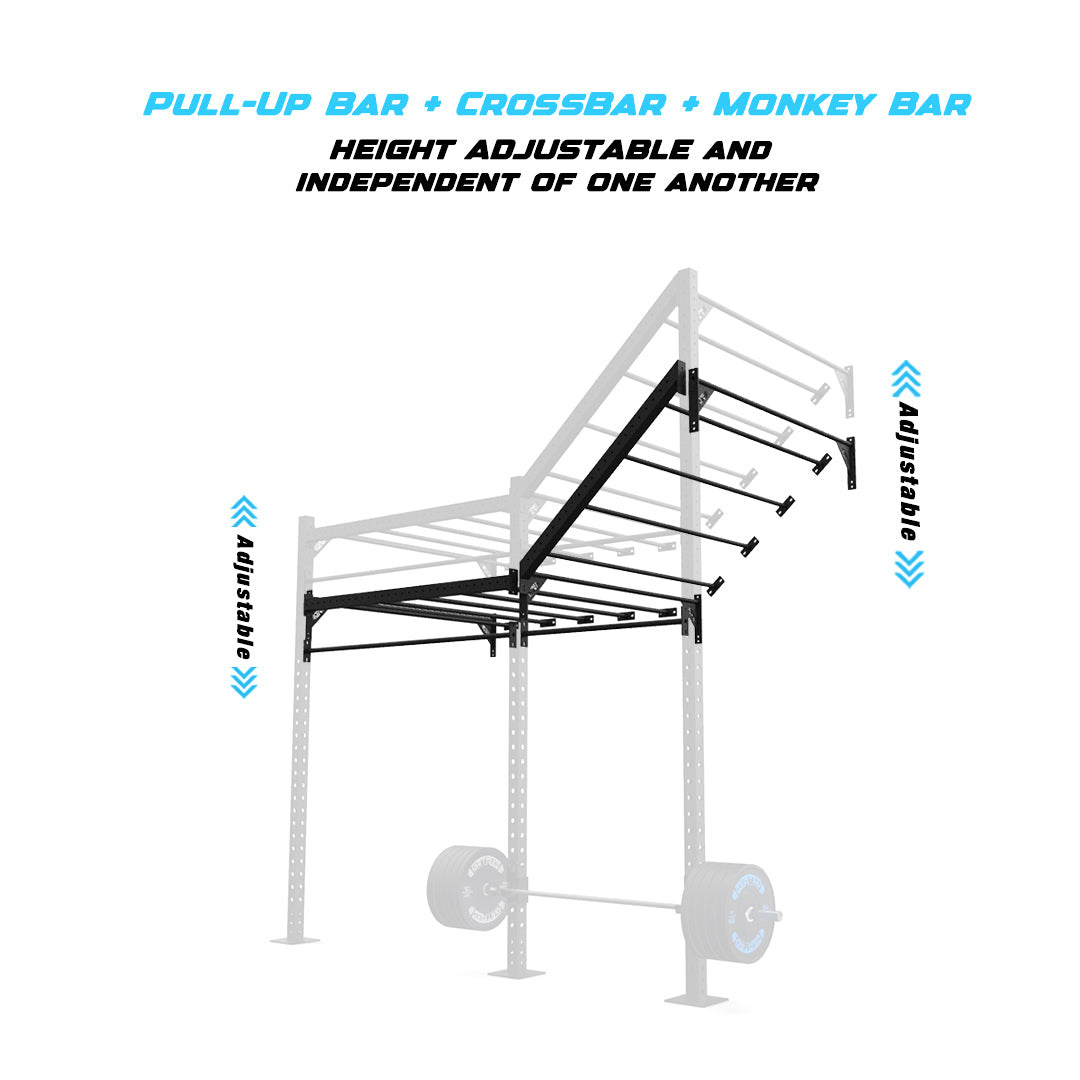 10' Wall-Mount Builder® Pull Up Rig Pull-Up Bar, Crossbar and Monkey Bar Adjustability
