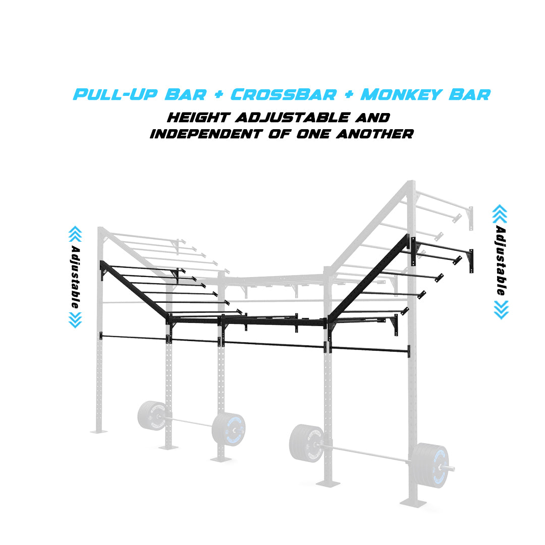 20' Wall-Mount Builder® Pull Up Rig Pull-Up Bar, Crossbar and Monkey Bar Adjustability
