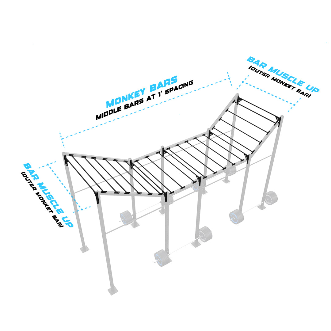 20' Freestanding Builder® Pull Up Rig Monkey bar middle spacing

