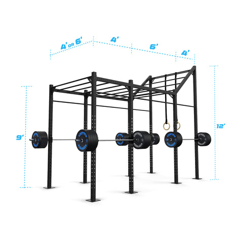 14' Freestanding Builder® Pull Up Rig: Advanced 3 length and width dimensions