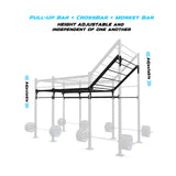 14' Freestanding Builder® Pull Up Rig  Pull-Up Bar, Crossbar and Monkey Bar Adjustability
