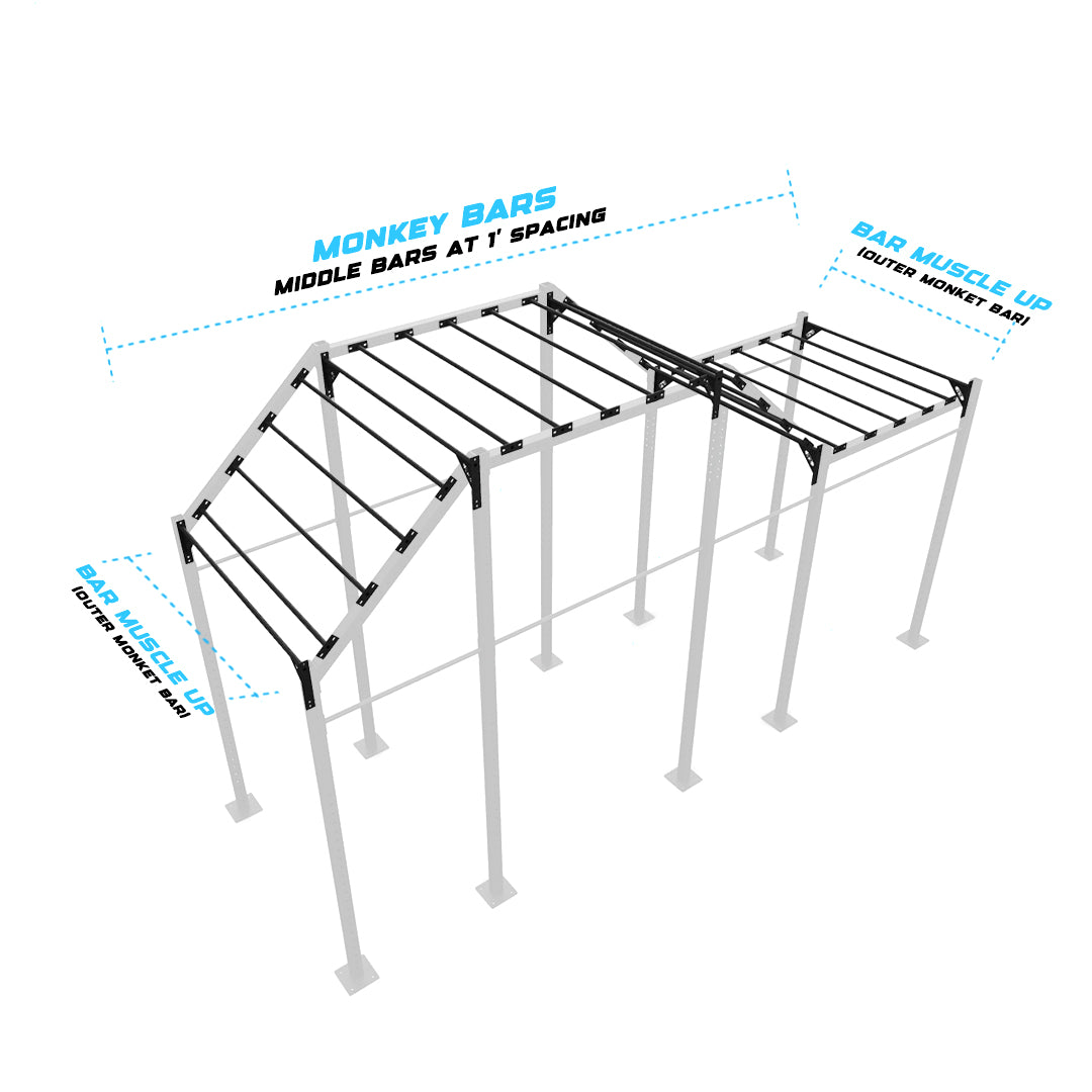 20' Freestanding Builder® Pull Up Rig Monkey bar middle spacing
