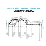 20' Freestanding Builder® Pull Up Rig Pull-Up Bar, Crossbar and Monkey Bar Adjustability
