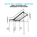 10' Freestanding Builder® Pull Up Rig Rig Rig Pull-Up Bar, Crossbar and Monkey Bar Adjustability