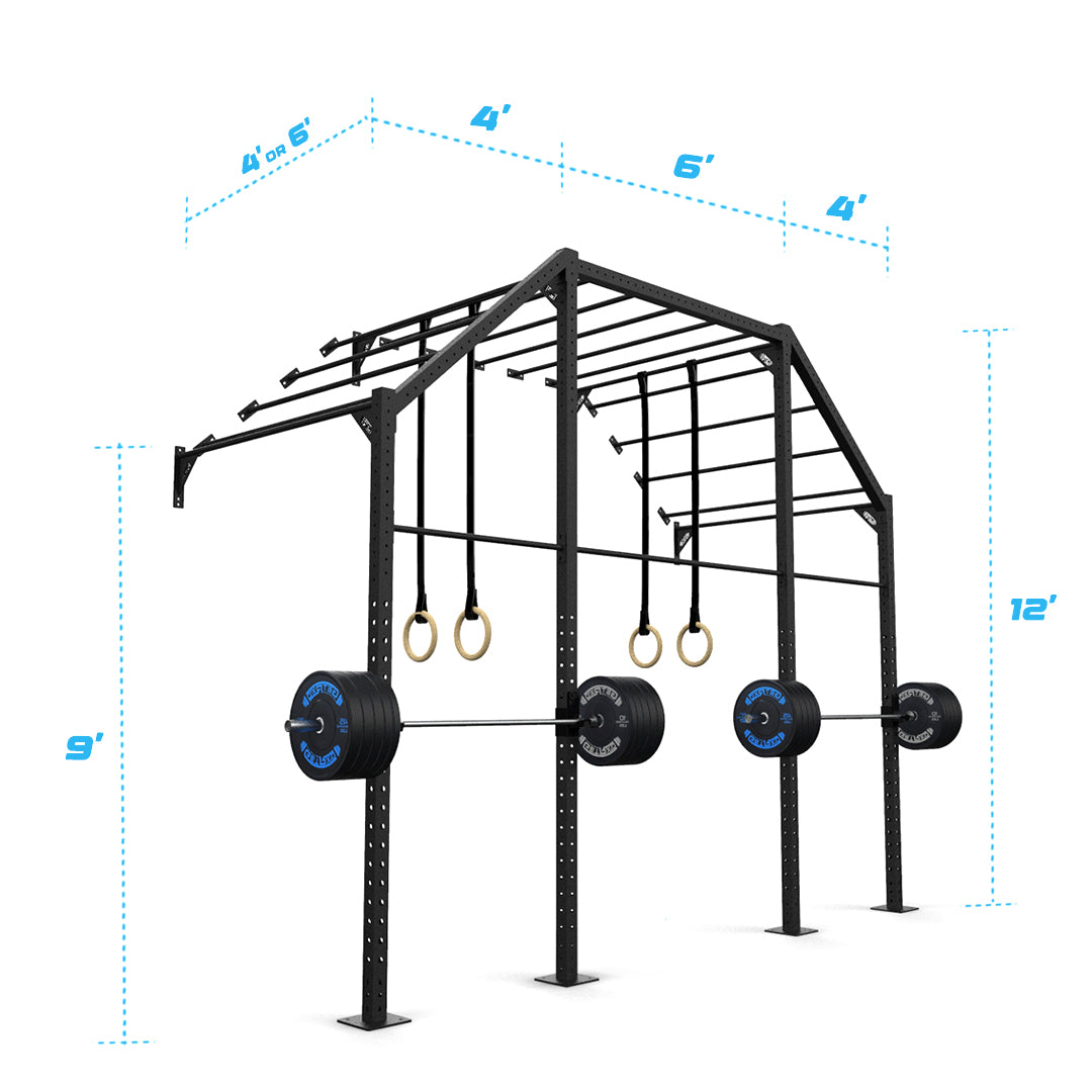 14' Wall-Mount Builder® Pull Up Rig: Advanced 1 length and width dimensions