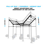 14' Freestanding Builder® Pull Up Rig Pull-Up Bar, Crossbar and Monkey Bar Adjustability
