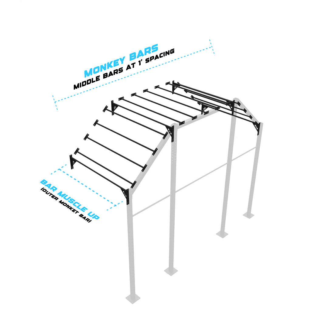 14' Wall-Mount Builder® Pull Up Rig Monkey bar middle spacing
