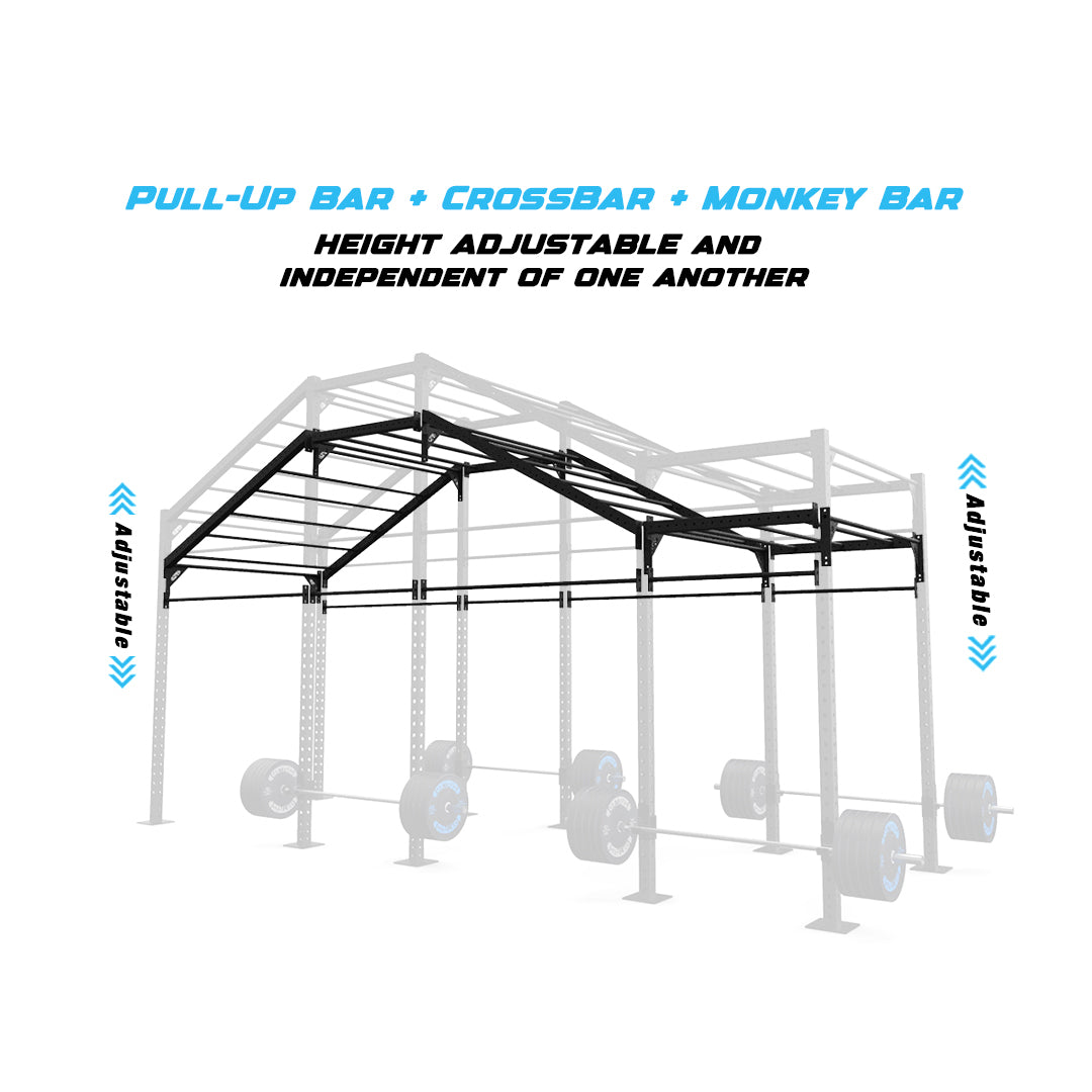 20' Freestanding Builder® Pull Up Rig Rig Pull-Up Bar, Crossbar and Monkey Bar Adjustability