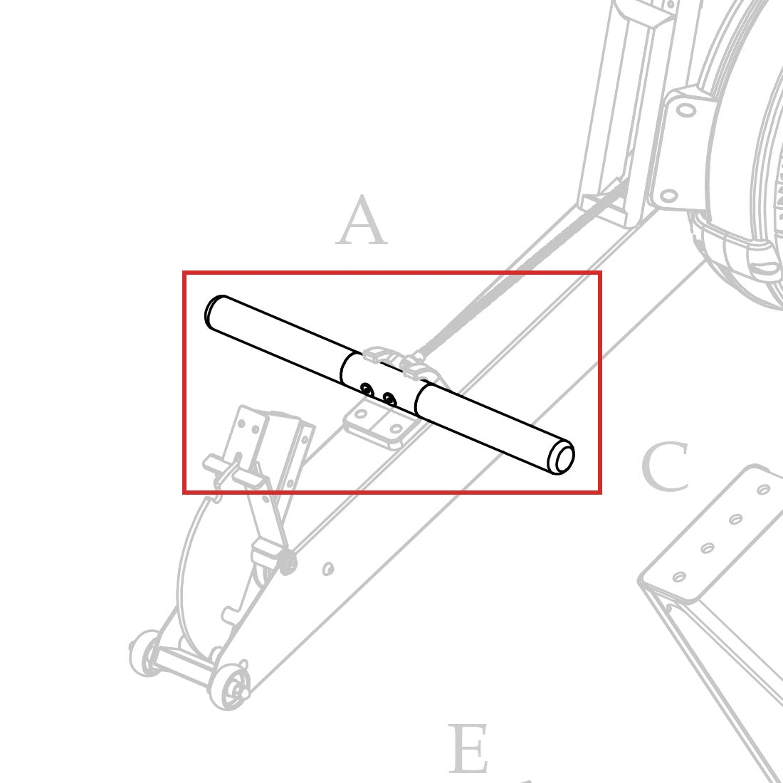 AR-2-PT-A25Set: Handle (for Rowers with AR-2-PT-ChainSet or Serial Number XK-1858 or greater)