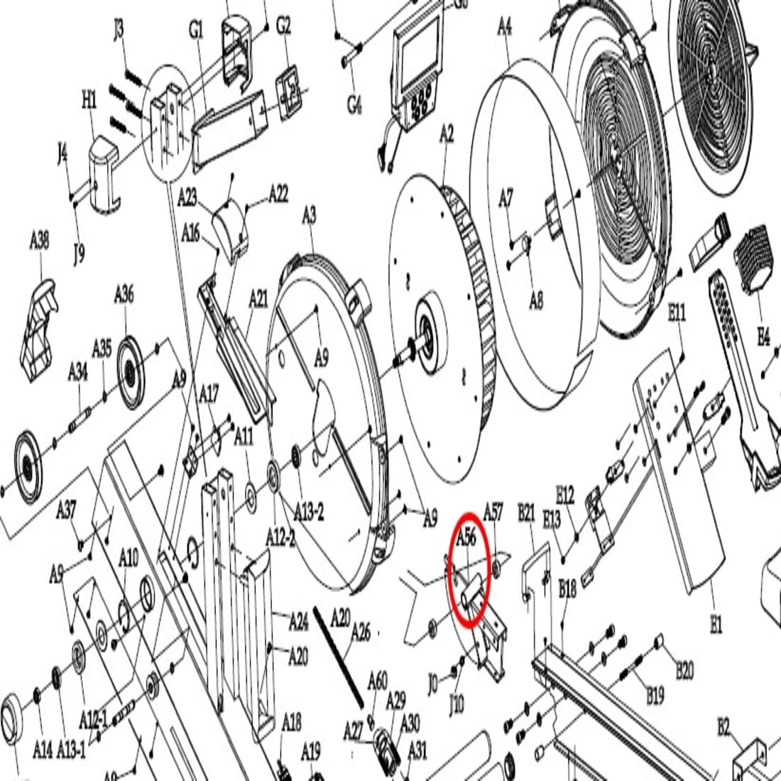 AR-2-PT-A56: Swivel Axial for Rower