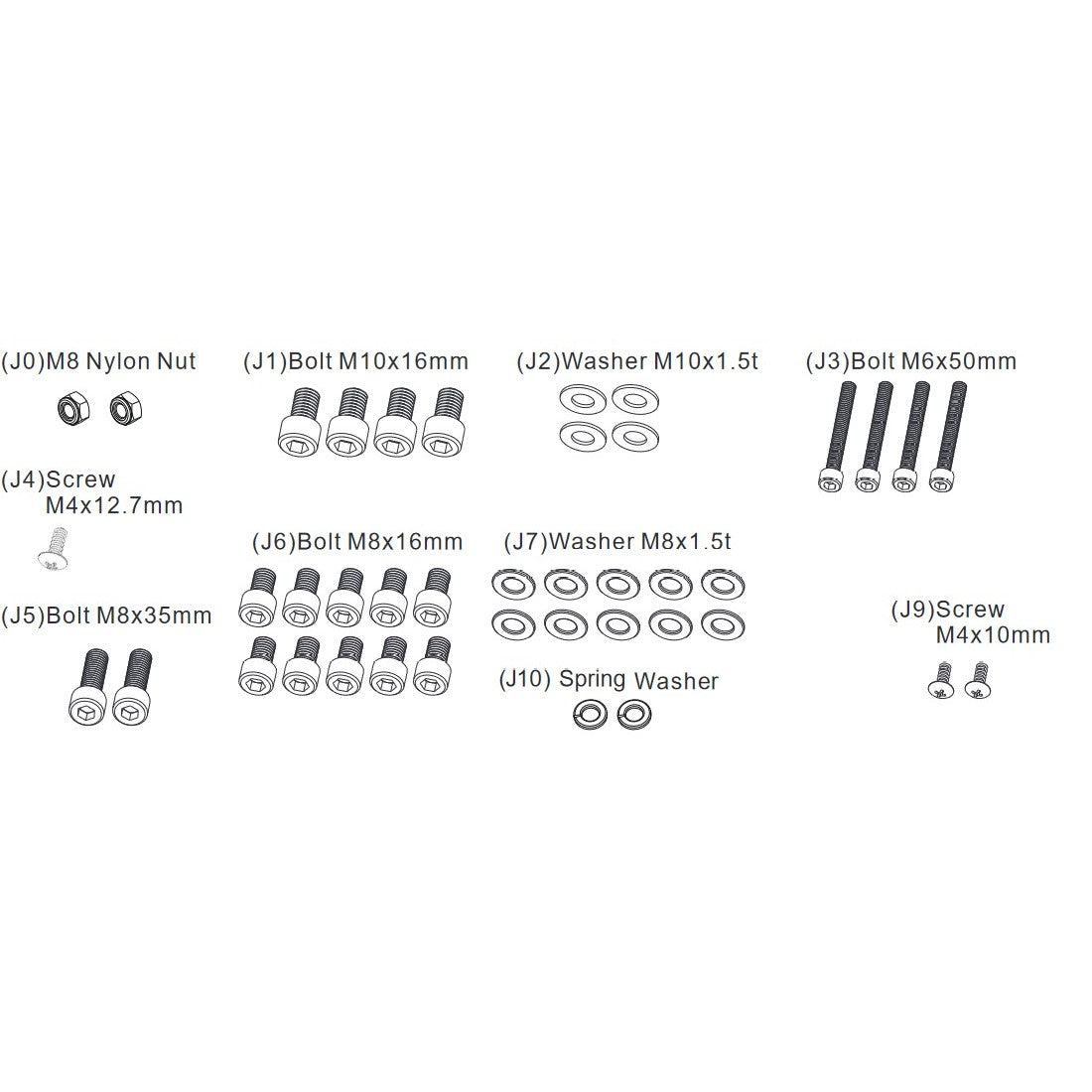 AR-2-PT-JA: Part Kits( J0~J10 without J8)