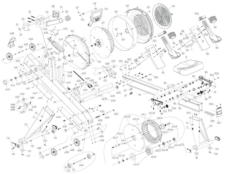 Air Rower 2.0 Exploded Diagram 1981 Update