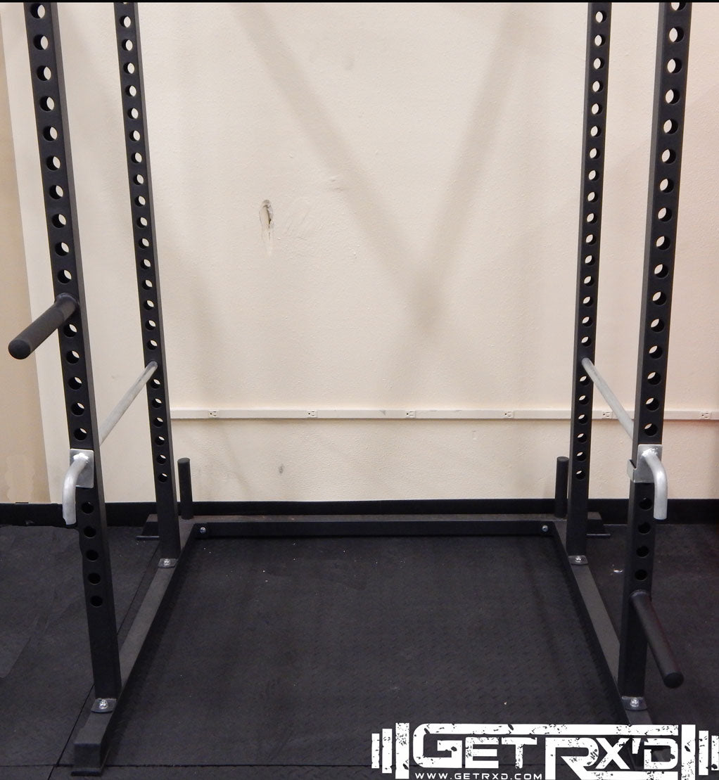 Peg Bars can be used as plate storage on the uprights of a Pro Power Cage, Goliath Power Cage, Cross Rigs, or Builder Rigs