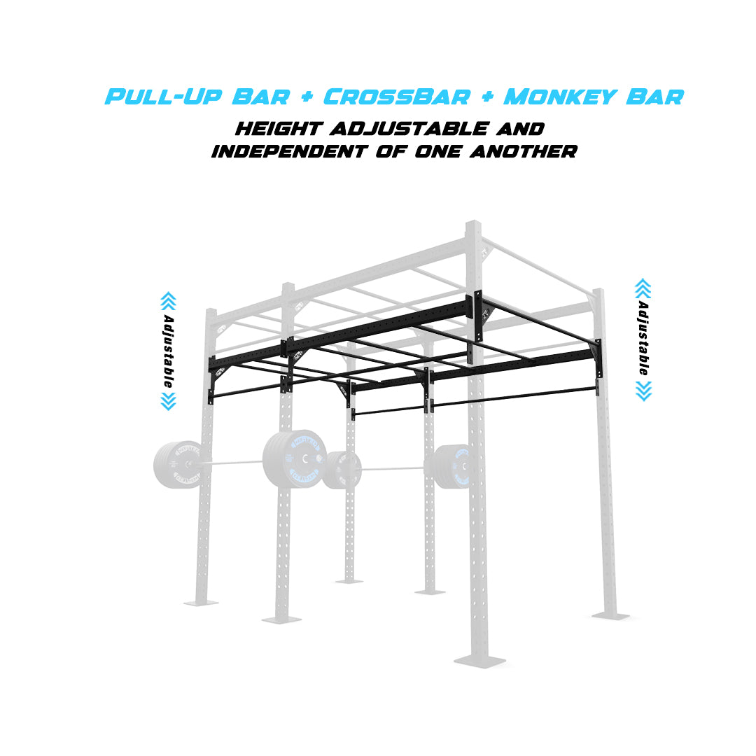 10' Freestanding Builder® Pull Up Rig Pull-Up Bar, Crossbar and Monkey Bar Adjustability
