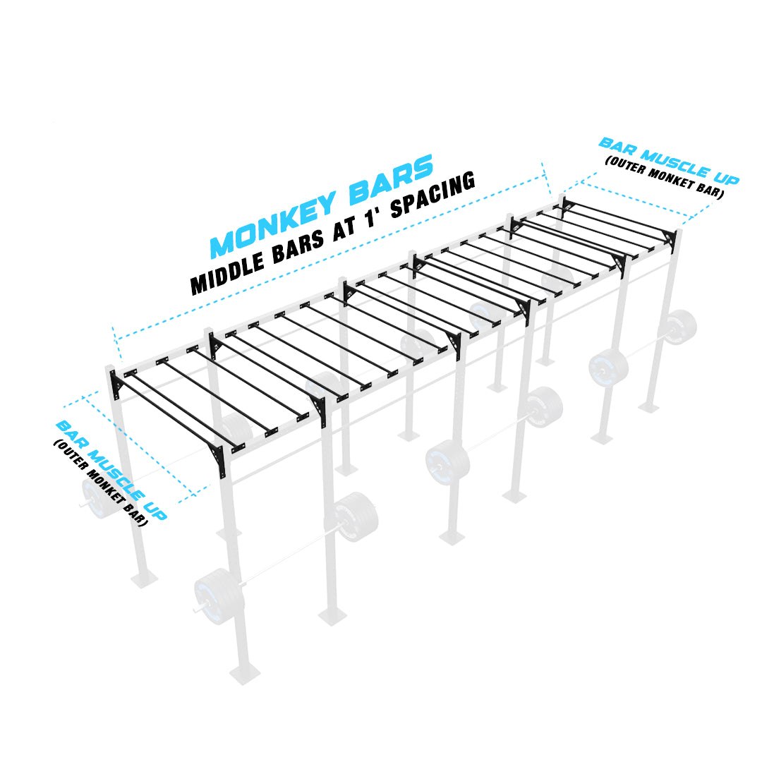 24' Freestanding Builder® Pull Up Rig Monkey bar middle spacing