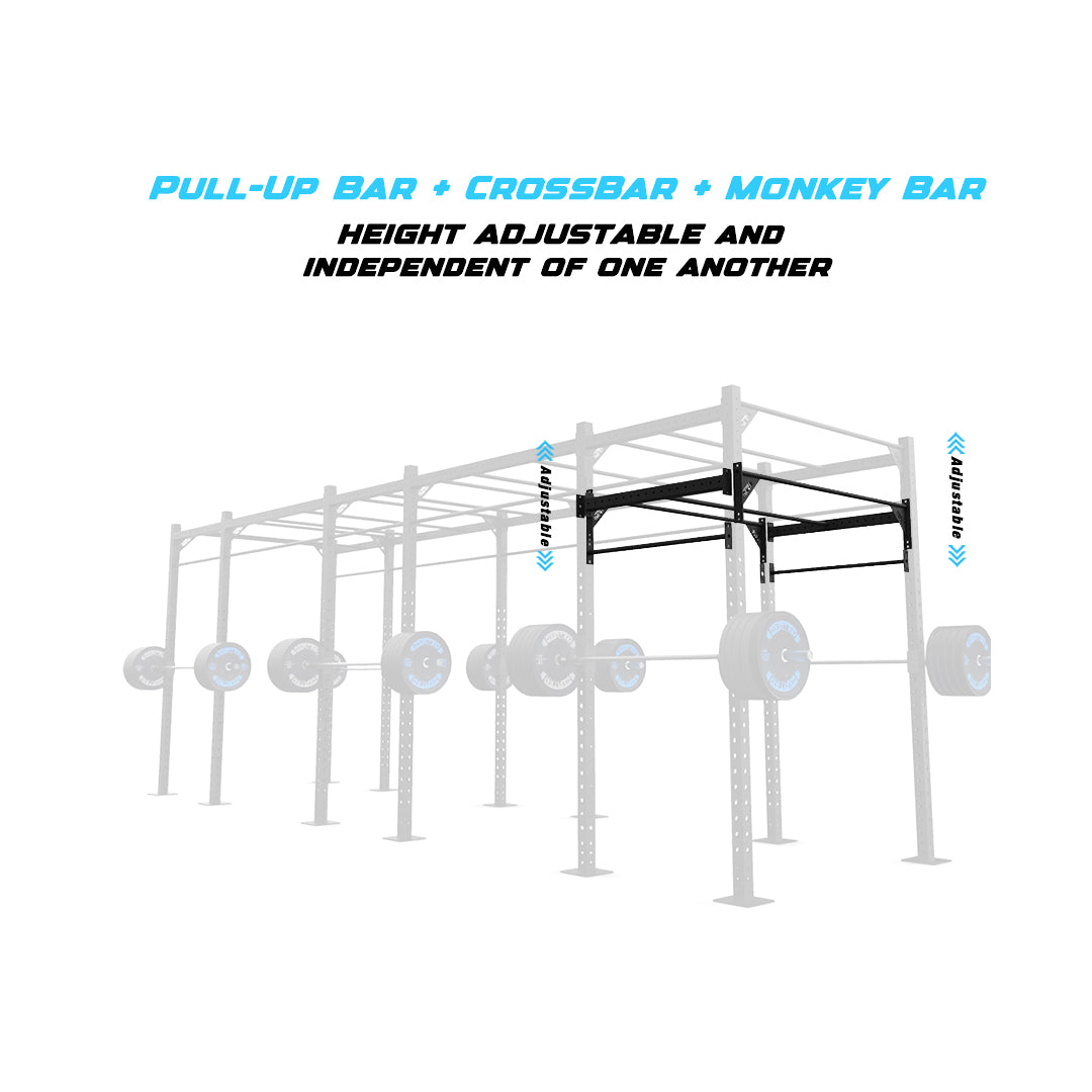 24' Freestanding Builder® Pull Up Rig Pull-Up Bar, Crossbar and Monkey Bar Adjustability
