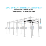 24' Freestanding Builder® Pull Up Rig Pull-Up Bar, Crossbar and Monkey Bar Adjustability
