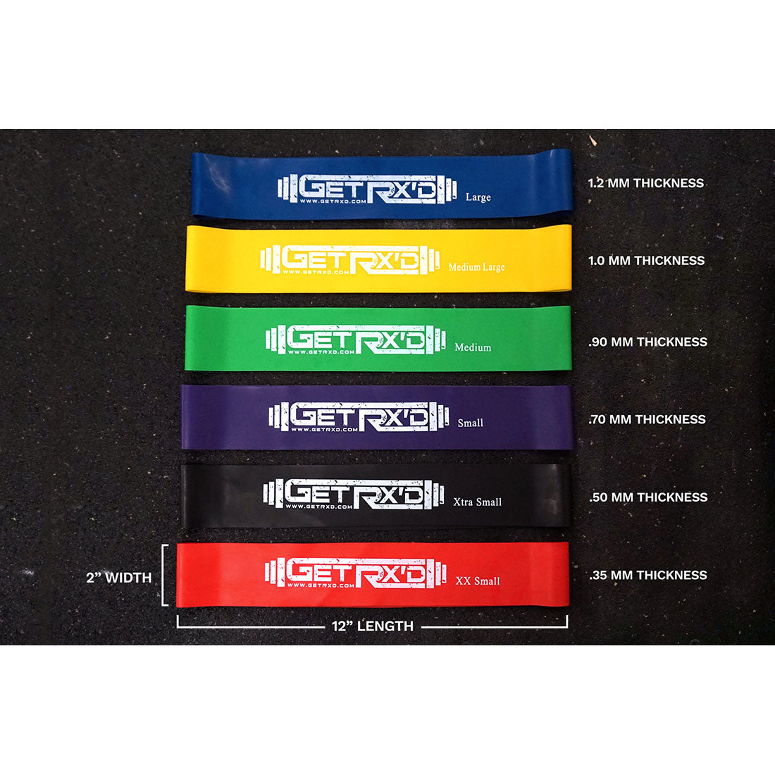 XS Black Shorty Band 12" x 2" x .5 mm (BDL12-XS)
