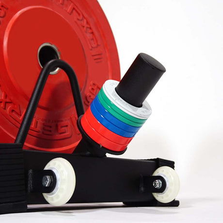 Universal Plate Cart wheels for easy transportation and sleeve for additional plate storage
