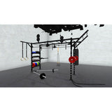 Bars, plates, dumbbells, kettlebells, and other accessories sold separately.