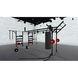Bars, plates, dumbbells, kettlebells, and other accessories sold separately.