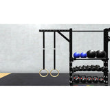 Bars, plates, dumbbells, kettlebells, and other accessories sold separately.