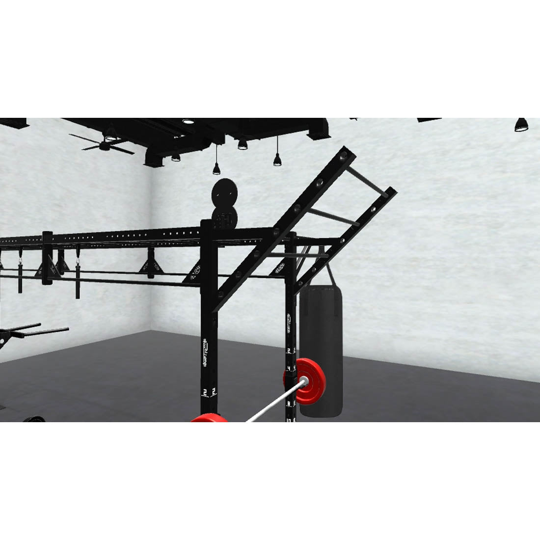 Bars, plates, dumbbells, kettlebells, and other accessories sold separately.