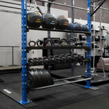 6' Shelves from Top to Bottom: Med Ball Shelf, Kettlebell Shelf, Dumbbell Shelf, Plate Shelf