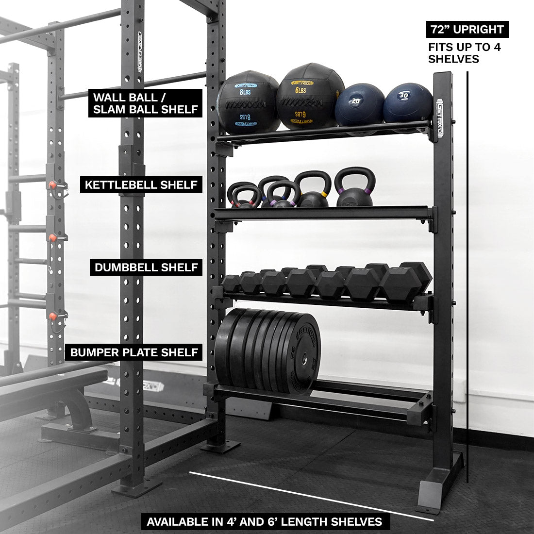 Builder® Storage System Add-on utilizes a 72" Upright Post and shelves