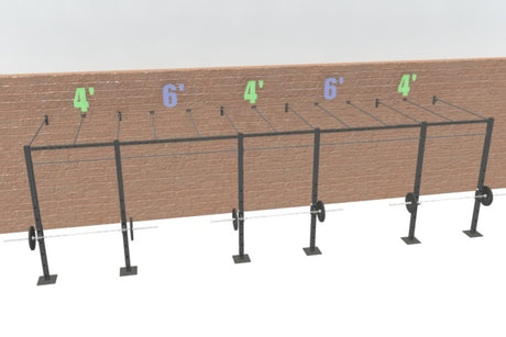 24' Wall-Mount Builder® Rig: Intermediate 1 w/ 2' Monkey Bar Spacing