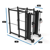 Dimensions of 2x Functional Trainer Single Column Weight Stack 1000 attached to 6-Post Titan Power Rack