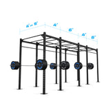 20' Freestanding Builder® Pull Up Rig: Intermediate 1 w/ 2' Monkey Bar Spacing length and width dimensions