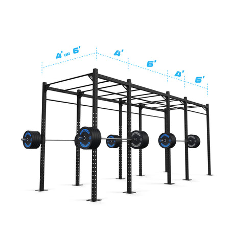 20' Freestanding Builder® Pull Up Rig: Intermediate 1 w/ 2' Monkey Bar Spacing length and width dimensions