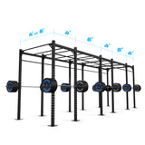 24' Freestanding Builder® Pull Up Rig: Intermediate 1 w/ 2' Monkey Bar Spacing length and width dimensions