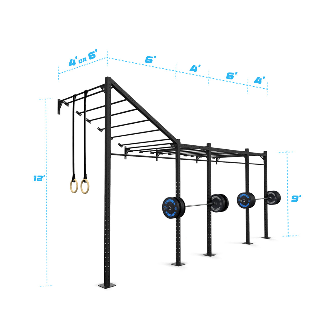 20' Wall-Mount Builder® Pull Up Rig: Advanced 4 length and width dimensions