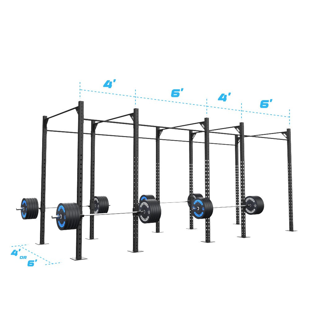 20' Freestanding Builder® Pull Up Rig: Single Bars length and width dimensions