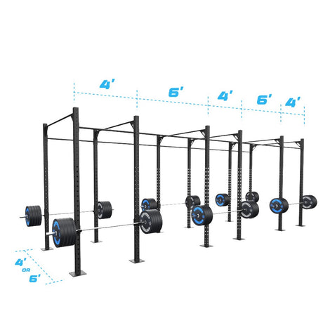 24' Freestanding Builder® Pull Up Rig: Single Bars length and width dimensions