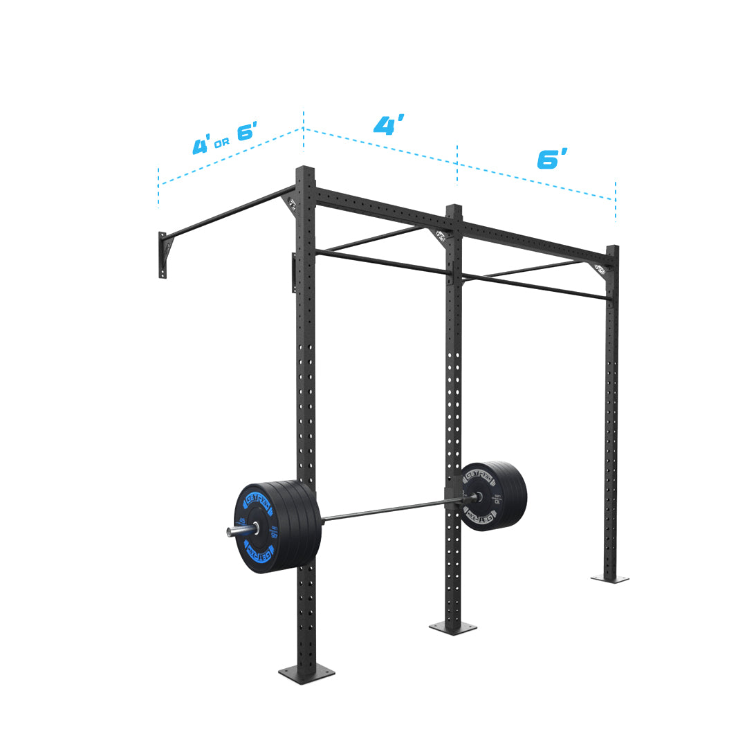 10' Wall-Mount Builder® Pull Up Rig: Dual-Independent Bars length and width dimensions