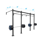 14' Wall-Mount Builder® Pull Up Rig: Dual-Independent Bars  length and width dimensions