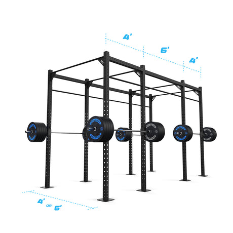 14' Freestanding Builder® Pull Up Rig: Dual-Independent Bars length and width dimensions