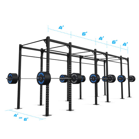 24' Freestanding Builder® Pull Up Rig: Dual-Independent Bars length and width dimensions