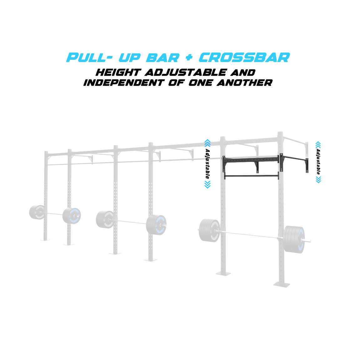 24' Wall-Mount Builder® Pull Up Rig Pull-Up Bar and Crossbar Adjustability
