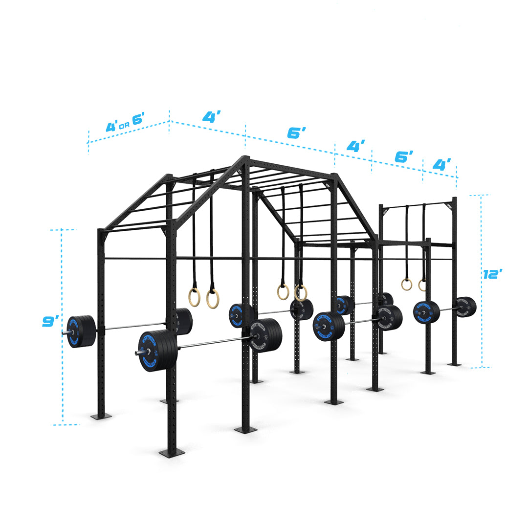 24' Freestanding Builder® Pull Up Rig: Expert 2 length and width dimensions