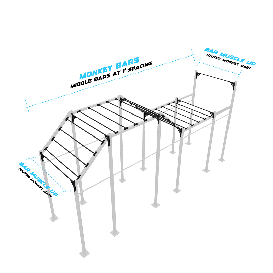 24' Freestanding Builder® Pull Up Rig Monkey bar middle spacing

